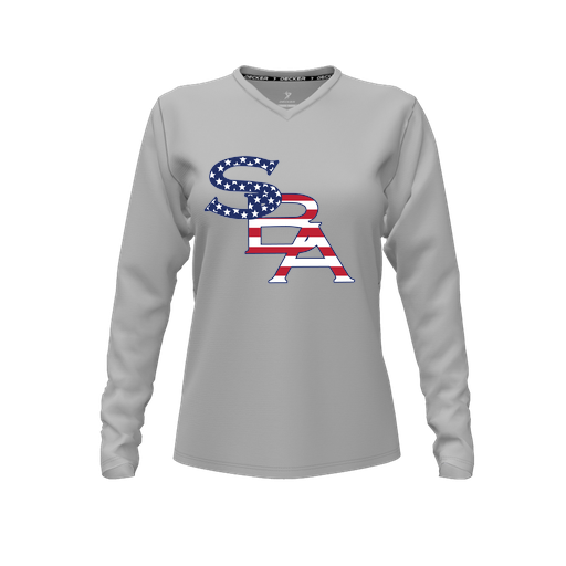 [CUS-DFW-TEES-CMF-VNK-LSL-GRY-FYXS-LOGO1] Decker Comfort T-Shirt (Female Youth XS, Gray, V Neck, Logo 1, Long Sleeve)