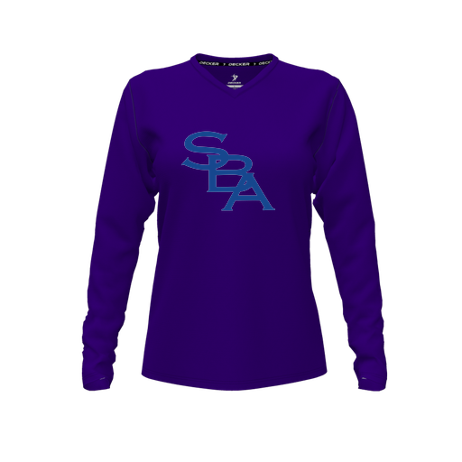 [CUS-DFW-TEES-CMF-VNK-LSL-PUR-FYXS-LOGO2] Comfort T-Shirt (Female Youth XS, Purple, V Neck, Logo 2, Long Sleeve)